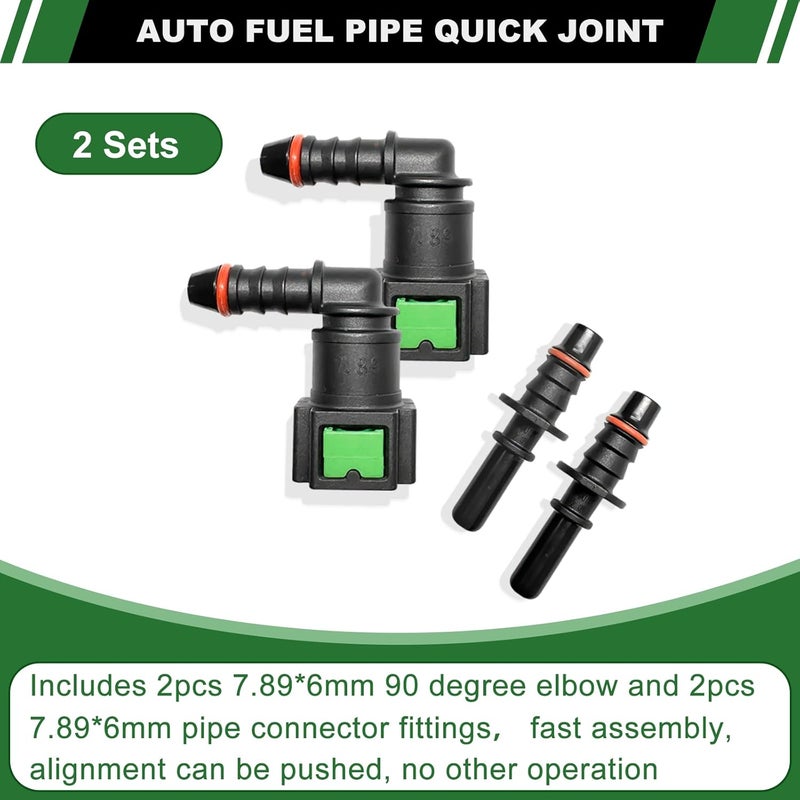 Japtend Fuel Line Quick Connect Fittings, 2 Sets Fuel Line Hose Release Connect Fittings Include 90 Degree Elbow Pipe Connector SAE 7.89mm to ID 6mm - Image 5